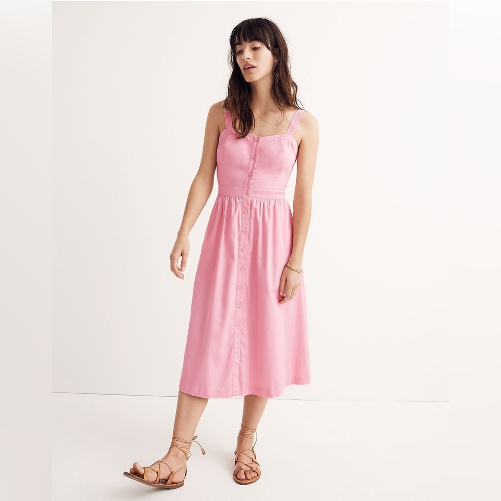 Madewell Pink Fleur Bow-Back Dress size 12